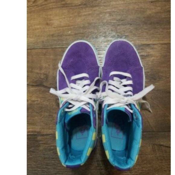 Vans Sk8 Hi Checkerboard Skate Shoe-Violet/Cyan - Picture 3 of 12